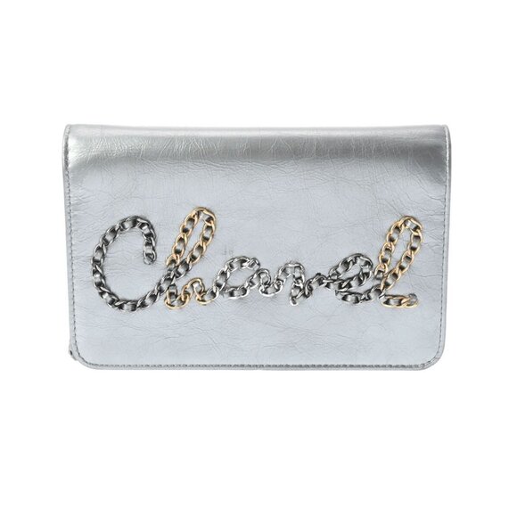 CHANEL Chain wallet Chain logo Silver shoulder bag 800000120219000 - Picture 1 of 9